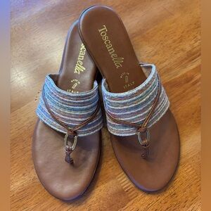 Toscanella Brown Sandals with Decorative Straps